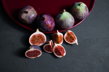 Close-up fresh figs on dark background