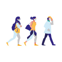 people in the city wearing face mask