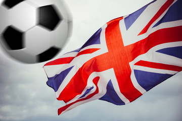 Background of the British flag with a football