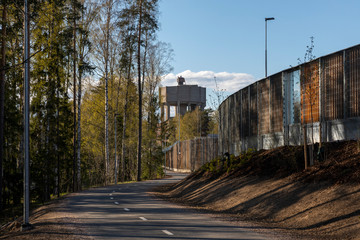 Fototapeta premium Pedestrian and cyclist road in Southern Finland city of Espoo