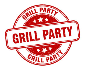 grill party stamp. grill party round grunge sign. label
