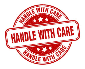 handle with care stamp. handle with care round grunge sign. label