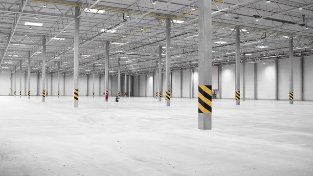 Warehouse interior empty smooth footage