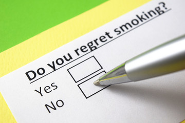 Do you regret smoking? Yes or no?