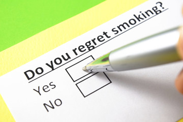 Do you regret smoking? Yes or no?