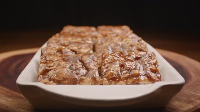 A traditional Brazilian sweet called pe de moleque. Made from peanuts and caramel