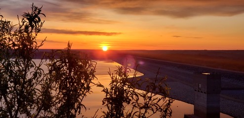 sunset over the river