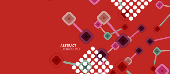 Abstract square dot connections, flat style multicolored geometric background for Wallpaper, Banner, Background, Card, Book Illustration, landing page or poster design