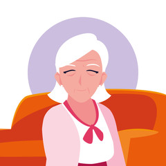 elderly woman takes care of herself at home