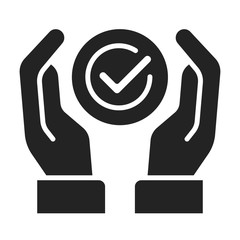Approved checklist black glyph icon. Check mark list, office organization briefings or questionnaire checkbox concept. Sign for web page, mobile app. Vector isolated object