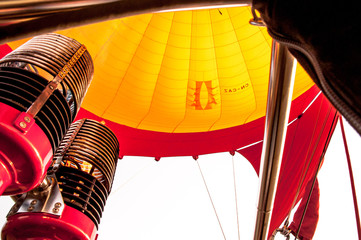 inside view with two burners of a hot air ballon in morocco