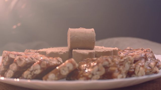 Traditional Brazilian sweets known as Pacoca and pe de moleque. Made from peanuts