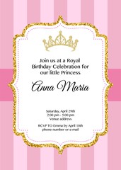 Birthday Royal Celebration Printable Invitation Vector Card