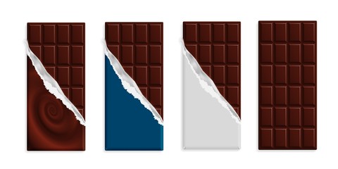 Black chocolate bars with and without wrap set