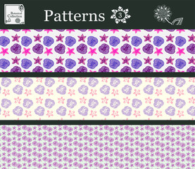 Botanic patterns. Vector design with flowers and leaves.