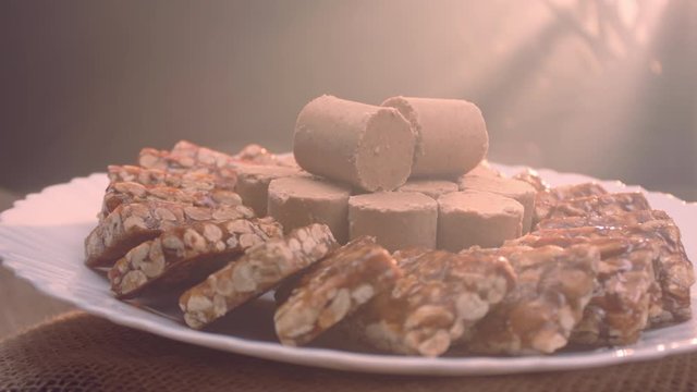 Traditional Brazilian sweets known as Pacoca and pe de moleque. Made from peanuts