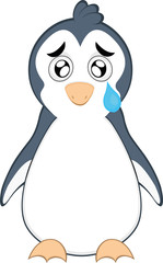 Vector illustration of a cartoon penguin with a sad expression
