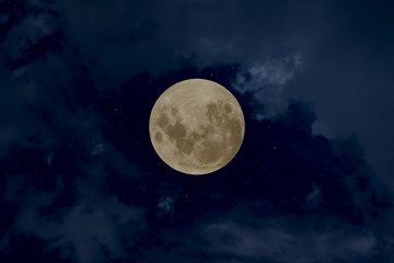 Full moon on the sky in the dark night.