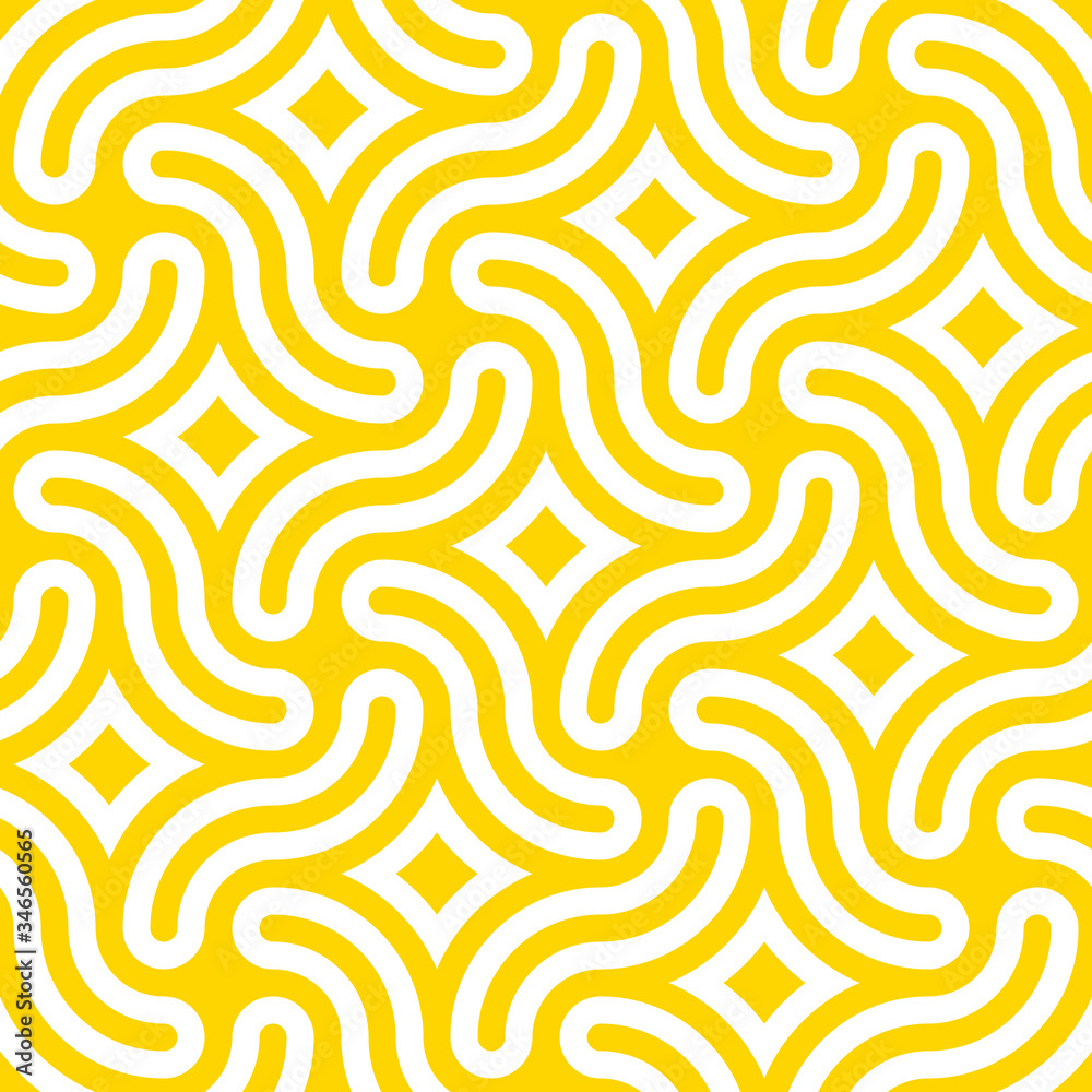 Poster vector yellow geometric pattern. seamless braided linear pattern.