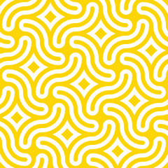 Vector yellow geometric pattern. Seamless braided linear pattern.