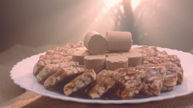 Traditional Brazilian sweets known as Pacoca and pe de moleque. Made from peanuts