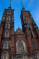 architecture, church, building, landmark, cathedral, europe, statue, old, city, religion, sculpture, travel, tower, history, monument,wroclaw,poland ancient, facade, town, gothic, stone, sky, tourism