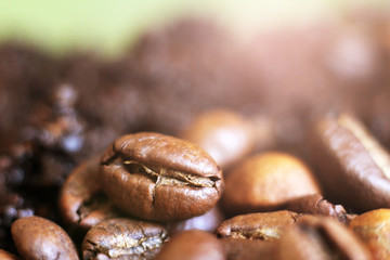 Closeup of arabica coffee beans