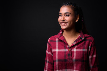 Portrait of young beautiful Asian hipster woman