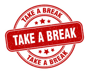 take a break stamp. take a break label. round grunge sign