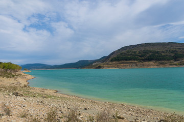 Fototapeta na wymiar Yesa reservoir in Navarra, Spain