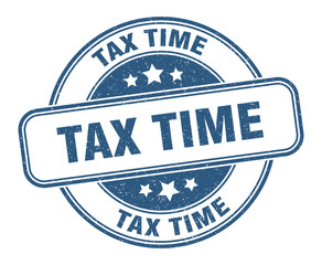 tax time stamp. tax time round grunge sign. label