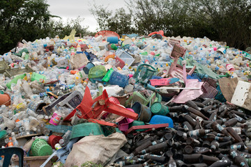 burning plastic trash and rubbish mountain in Myanmar 