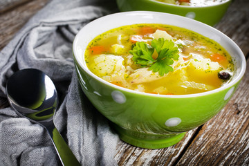Tasty homemade pickled cucumber soup.