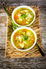 Tasty homemade pickled cucumber soup.