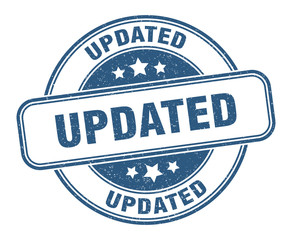 updated stamp. updated round grunge sign. label