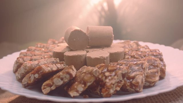 Traditional Brazilian sweets known as Pacoca and pe de moleque. Made from peanuts