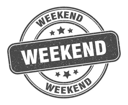 weekend stamp. weekend label. round grunge sign