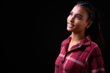 Portrait of young beautiful Asian hipster woman