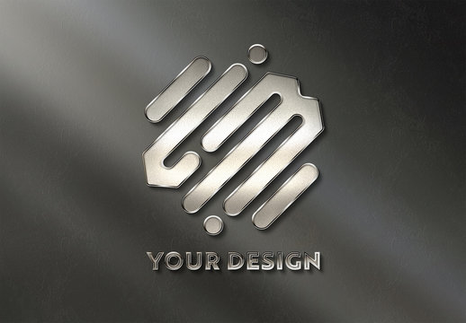 Metal Logo Mockup on Wall Bathed in Sunlight