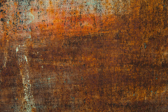 texture of rusty iron sheet with traces of paint © sigma1850