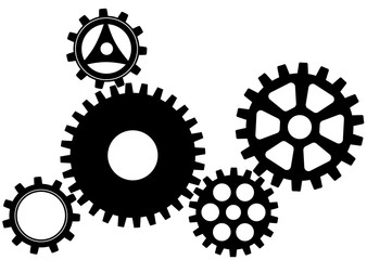 Illustration of gear mechanism on white background