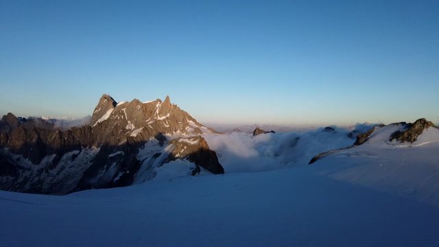 Grand Jorasses Massif timelapse from The Cosmiques Hut in evening lights, Chamonix-Mont-Blanc, France