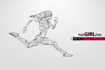 Fototapeta premium Abstract silhouette of a wireframe running athlete, woman on the white background. Athlete runs sprint and marathon. Convenient organization of eps file. Vector illustration. Thanks for watching