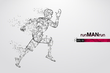 Abstract silhouette of a wireframe running athlete, man on the white background. Athlete runs sprint and marathon. Convenient organization of eps file. Vector illustration. Thanks for watching