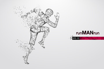 Abstract silhouette of a wireframe running athlete, man on the white background. Athlete runs sprint and marathon. Convenient organization of eps file. Vector illustration. Thanks for watching
