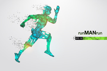 Abstract silhouette of a wireframe running athlete, man on the white background. Athlete runs sprint and marathon. Convenient organization of eps file. Vector illustration. Thanks for watching
