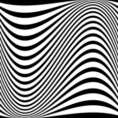 Fototapeta na wymiar Abstract wavy lines. Op art. Optical illusion. Black and white