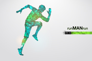 Abstract silhouette of a wireframe running athlete, man on the white background. Athlete runs sprint and marathon. Convenient organization of eps file. Vector illustration. Thanks for watching