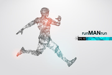 Abstract silhouette of a wireframe running athlete, man on the white background. Athlete runs sprint and marathon. Convenient organization of eps file. Vector illustration. Thanks for watching