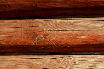 Obraz premium Brown, painted, wooden wall of beams. Background. Texture.